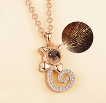 Load image into Gallery viewer, Cat Rose Gold Silver 100 Language I love You Necklace
