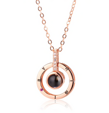 Load image into Gallery viewer, Round Rose Gold &amp; Silver 100 languages I love you Pendant