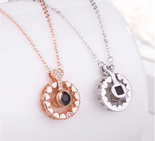 Load image into Gallery viewer, Round Rose Gold Silver 100 Language I love You Pendant