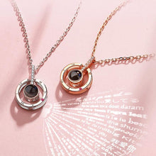 Load image into Gallery viewer, Round Rose Gold &amp; Silver 100 languages I love you Pendant