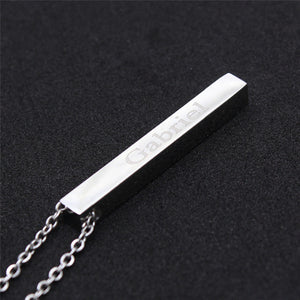 Four Sides Engraving Square Bar Custom Name Necklace