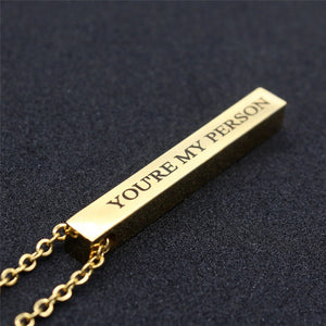 Four Sides Engraving Square Bar Custom Name Necklace