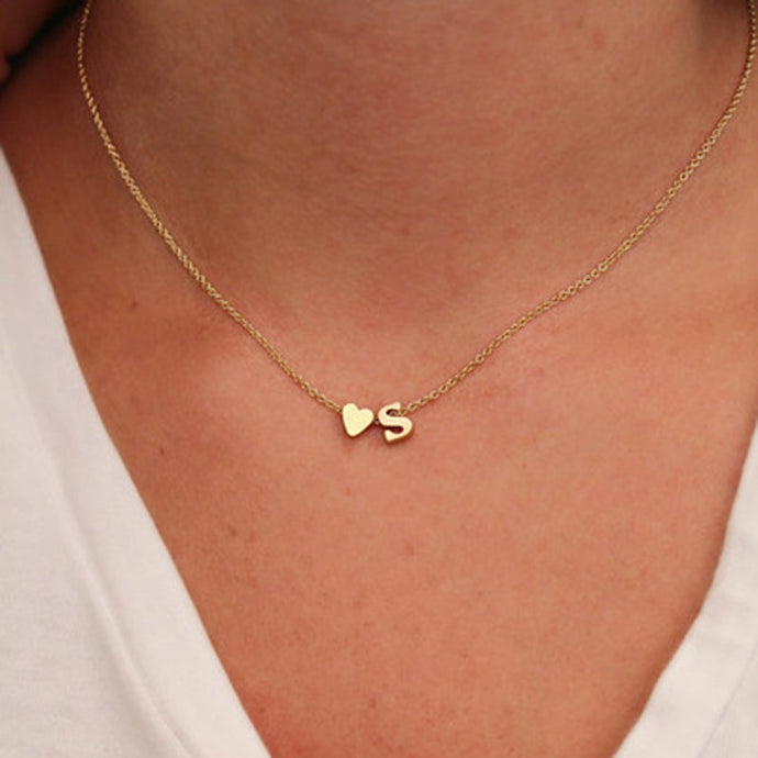 Tiny Heart Initial Personalised Letter Name Choker Necklace