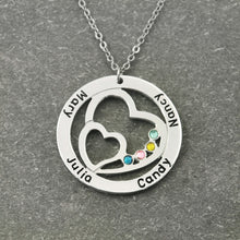 Load image into Gallery viewer, Personalized Name Necklace with Birthstone Round Family Necklace