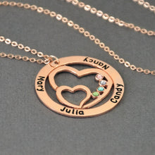 Load image into Gallery viewer, Personalized Name Necklace with Birthstone Round Family Necklace