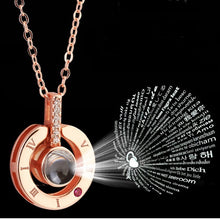 Load image into Gallery viewer, Round Rose Gold &amp; Silver 100 languages I love you Pendant