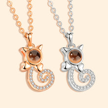 Load image into Gallery viewer, Cat Rose Gold Silver 100 Language I love You Necklace