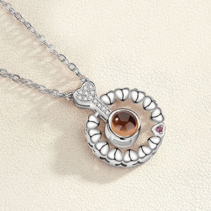 Round Rose Gold Silver 100 Language I love You Pendant