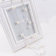 Load image into Gallery viewer, Simple Long Double Layer Simulated Pearls Ladies Necklaces
