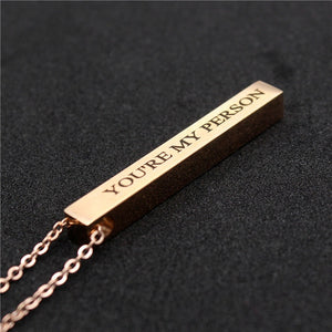 Four Sides Engraving Square Bar Custom Name Necklace